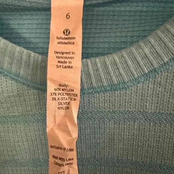 Lululemon swiftly long sleeve athletic tee blue/green size 6 - Picture 5 of 9